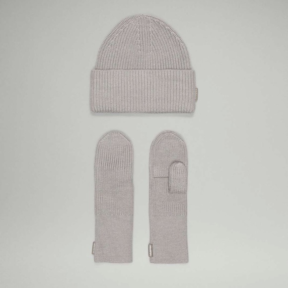 lululemon athletica Accessories - NWT- Lululemon Gray Knit Beanie and Mittens Set- merino wool